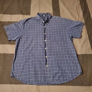 Arrow Size XL 17-17 1/2 Blue Short Sleeve Buttondown Collared Dress Shirt